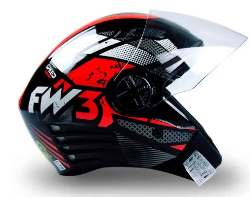 CAPACETE FW3 X OPEN PRETO VERMELHO 58