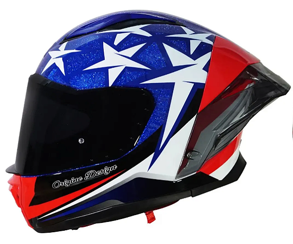 CAPACETE ORIGINE PISTA FLAG AMERICA RED GLOSS L