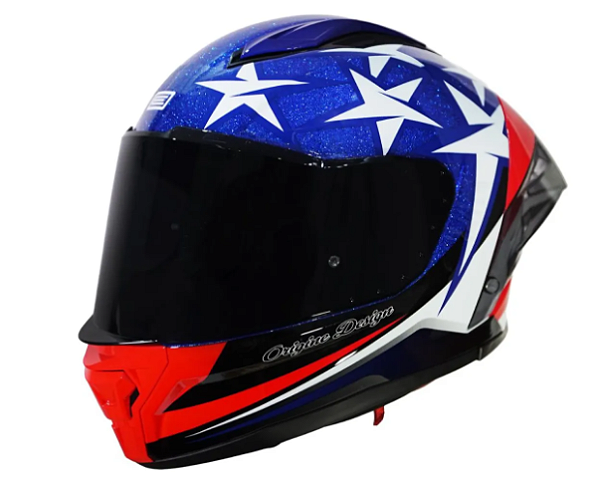 CAPACETE ORIGINE PISTA STAR AMERICA WHITE BLUE GLOSS L