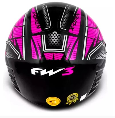 CAPACETE FW3 X OPEN PRETO ROSA 58