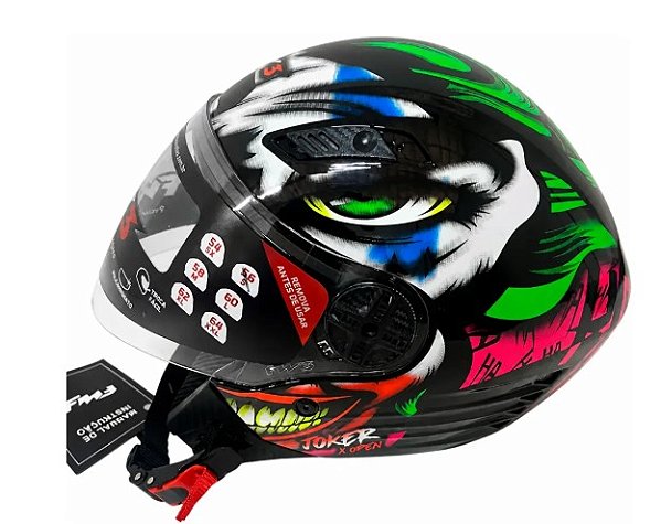 CAPACETE FW3 X OPEN JOKER PRETO BRILHANTE 60