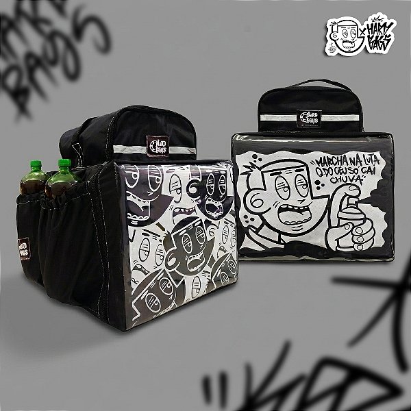 BAG ENTREGADOR APLICARIVO 45 LITROS - EDIÇÃO BLACK & WHITE - KAIO VICIO TINTA