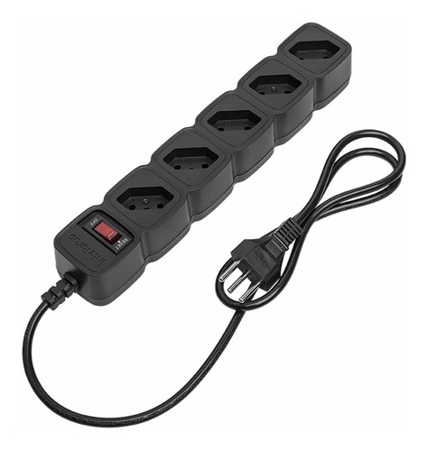 Protetor Eletrônico Com 5 Tomadas Pt Cor Preto