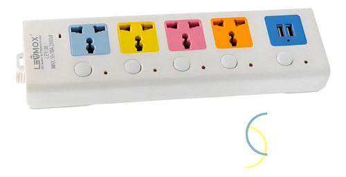 Extensão Elétrica Tomada 4 Entradas 2 Usb Régua Universal Cor Colorida