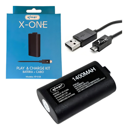 Bateria E Cabo Carregador Controle Xbox One - Knup Kp-5128