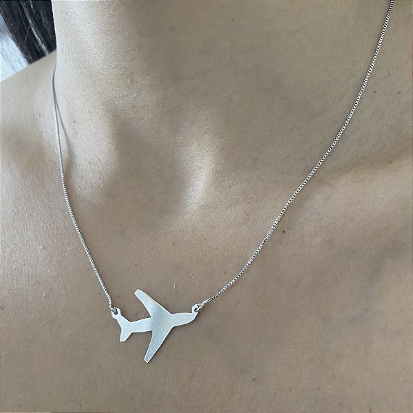 Colar Avião Ródio