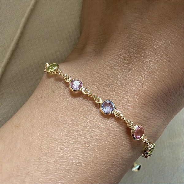 Pulseira Pedras Coloridas Zircônia