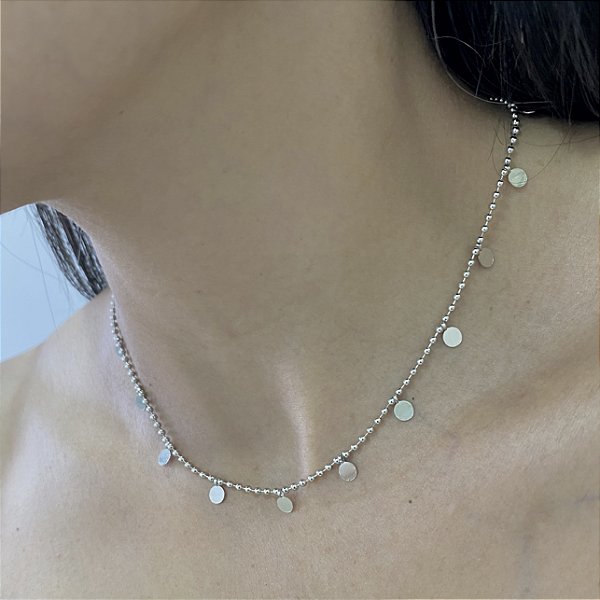 Colar  Choker Pingente Redondo