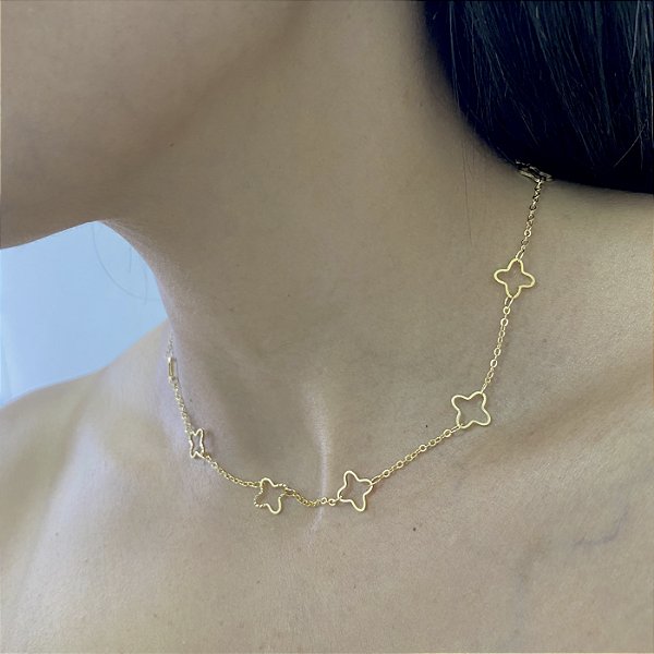Colar Choker Trevo Vazado