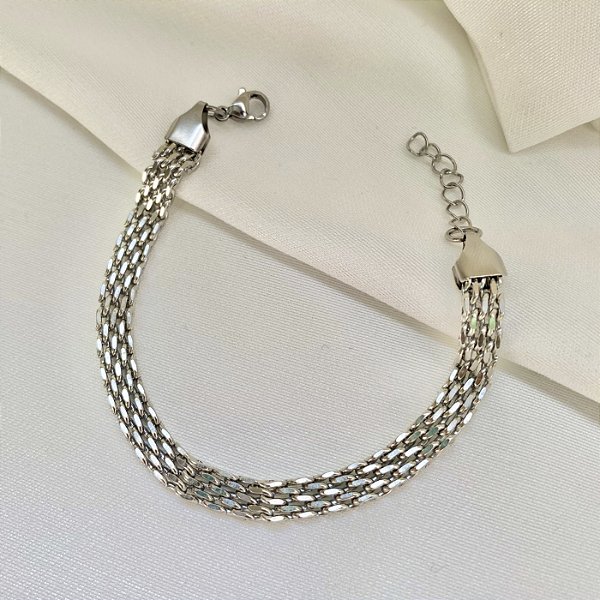 Pulseira Elo - Malha Lacraia de Aço Inox