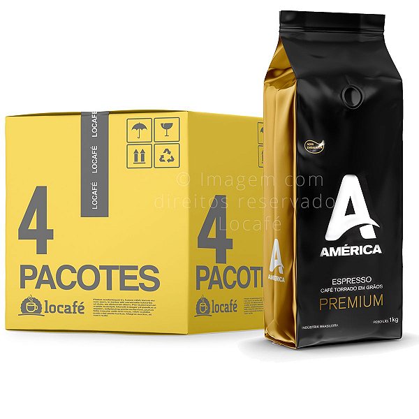 Kit 4Kg Café em Grãos América Premium - 4 x 1kg - América