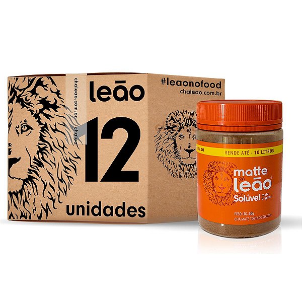 Matte Leão - Chá Mate Natural Solúvel 50g Caixa com 12 Potes