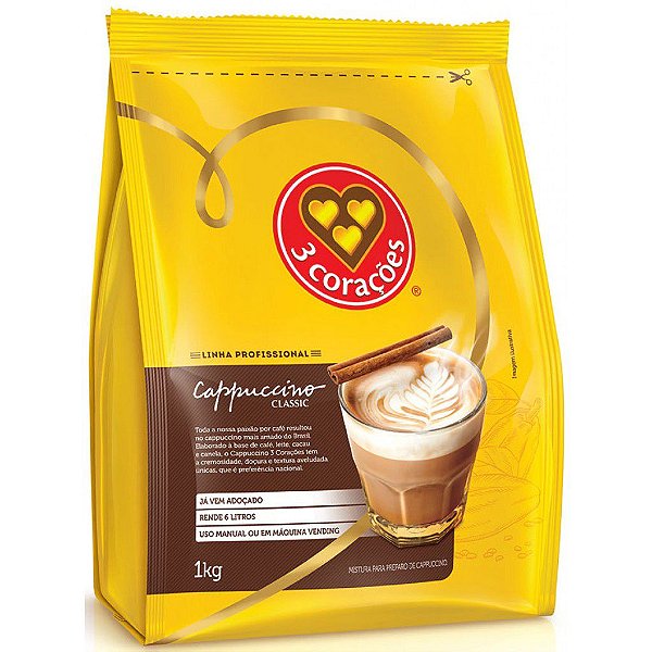 Cappuccino em Pó Solúvel Três Corações Classic - 1Kg