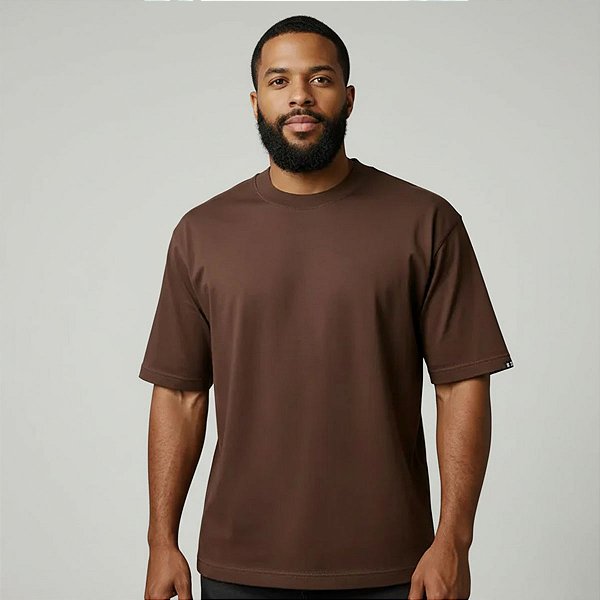 Camiseta Oversized Básica Marrom