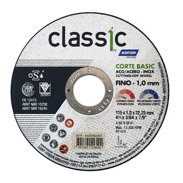 Disco de Corte Norton 4.1/2x1mm Classic Basic AR101
