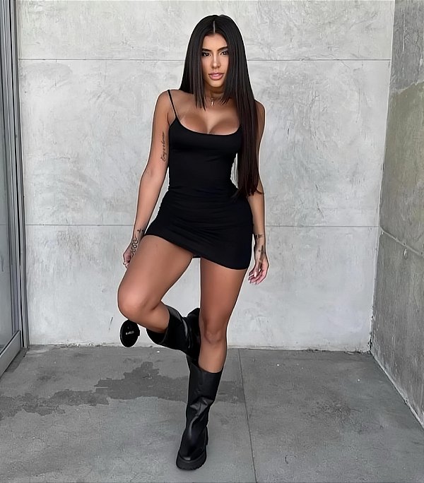 Vestido Canelado Alça