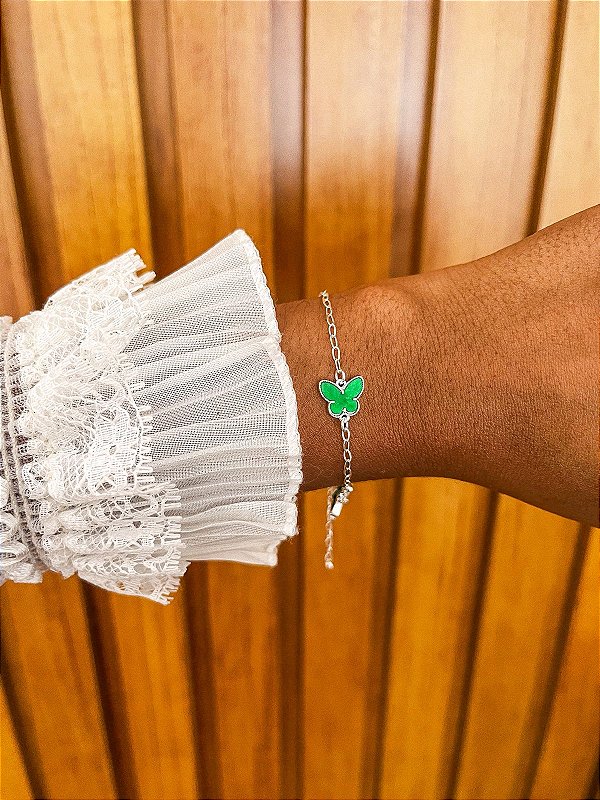 Pulseira Borboletas Verde Van cleef em Prata 925