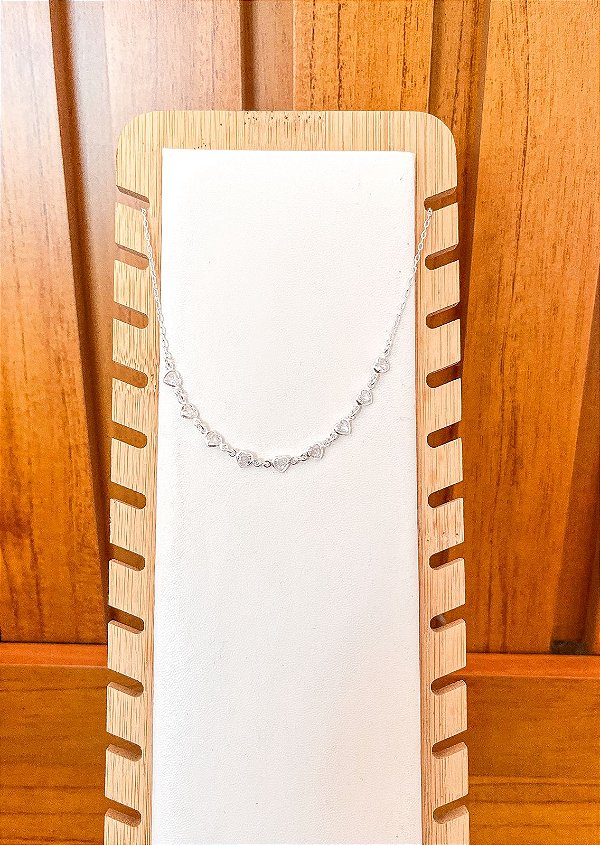 Choker Corações Cristais em Prata 925