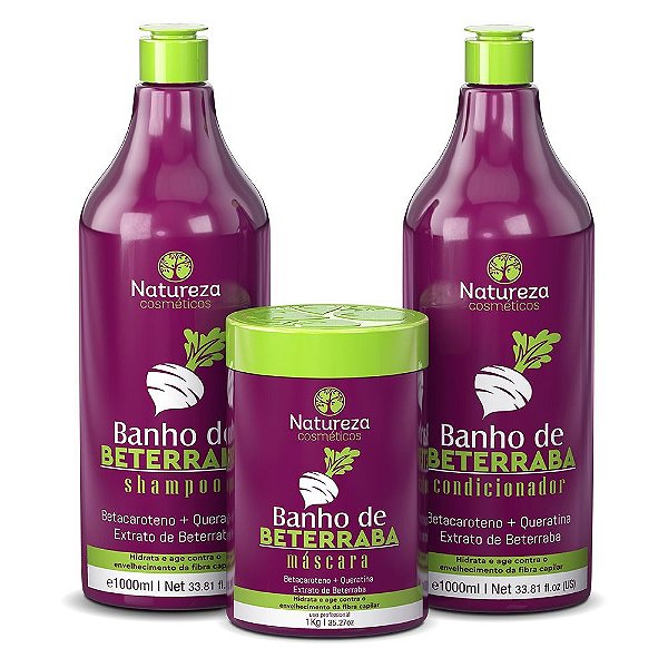 Kit Beterraba 1L - Shampoo + Máscara + Condicionador  - Natureza Cosméticos