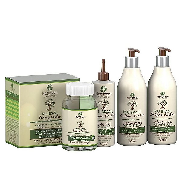 Kit Completo Pau Brasil - Shampoo + Máscara + Cápsula + Tônico - Natureza Cosméticos