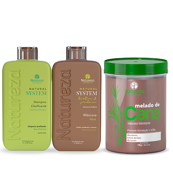 Kit Natural System de Biotina 1L + Melado de Cana 1Kg - Natureza Cosméticos
