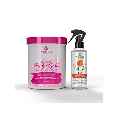 Kit Máscara Pink Gold 1Kg + Bronze Capilar 200ml - Natureza Cosméticos