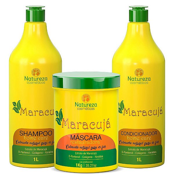 Kit Maracujá 1L - Shampoo + Máscara + Condicionador - Natureza Cosméticos