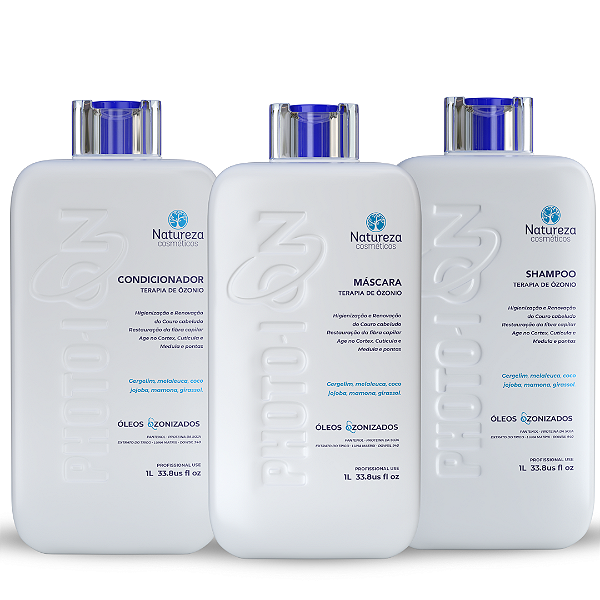 Kit Terapia de Ozônio 1L (Shampoo + Condicionador + Máscara) - Natureza Cosméticos