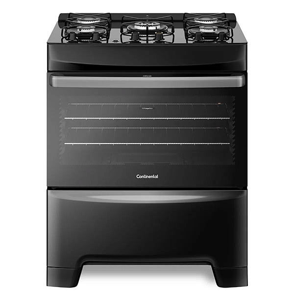 Fogão 5 Bocas Mesa de Vidro Preto Continental (FC5GP)