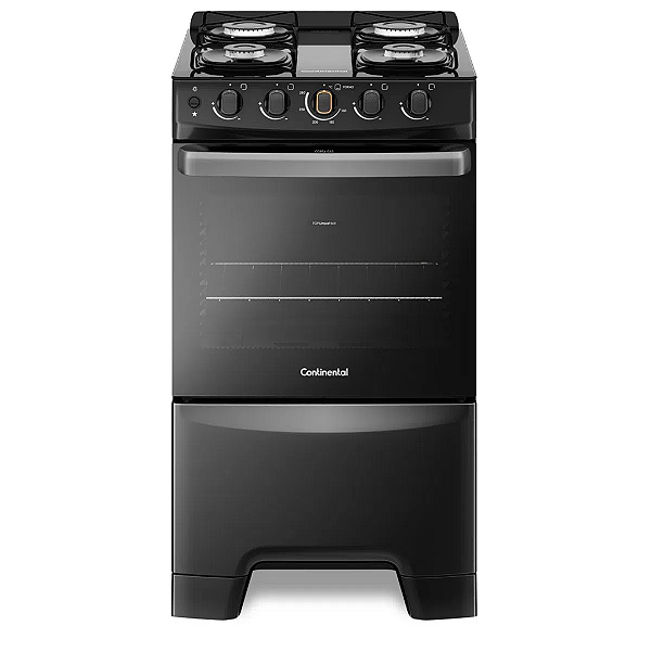 Fogão 4 Bocas Mesa de Vidro Preto Continental (FC4FP)