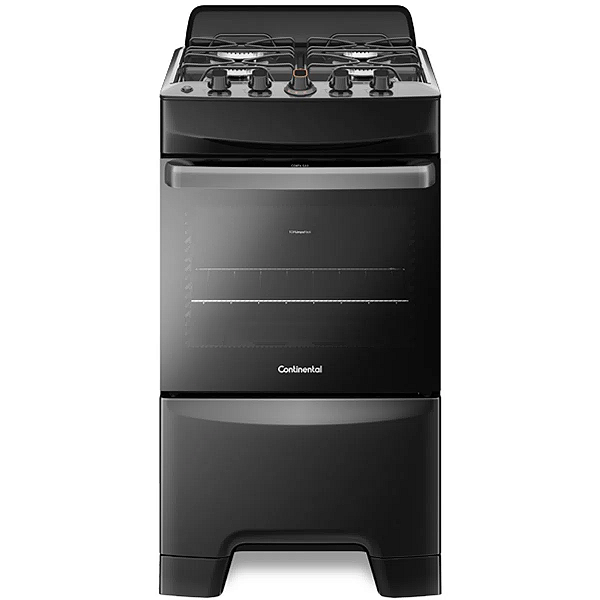 Fogão 4 Bocas Mesa TOPLimpaFácil Preto Continental (FC4LP)