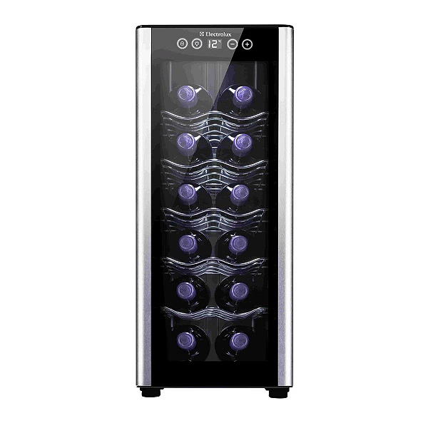 Adega Electrolux 12 garrafas 1 Porta Preta Acabamento em Alumínio (ACB12)