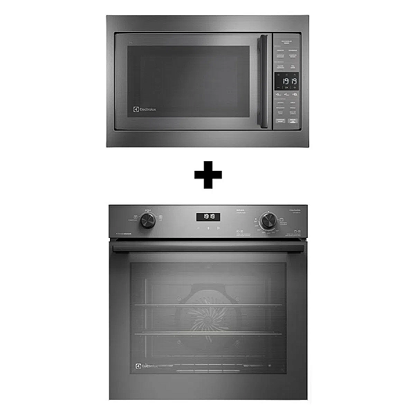 Torre de Cocção com Micro-ondas de Embutir 34l Experience + Forno de Embutir a Gás 80L Experience com FoodSensor Electrolux (ME3BC+OE8GF)