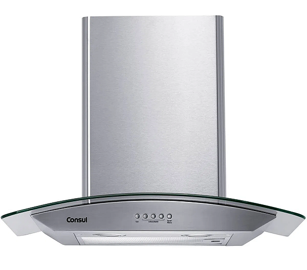 Coifa de Parede Consul 60 cm Inox 4 bocas com design em vidro e aviso lavar filtro (CAP60AR)