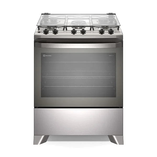 Fogão 5 bocas Electrolux Cinza Efficient com Mesa Inox, PerfectCook e VaporBake (FE5IC)