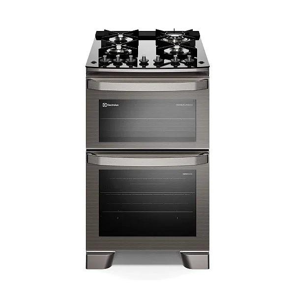 Fogão 4 bocas Electrolux Cinza Experience com Mesa de Vidro (FE4DC) - Duplo Forno e PerfectCook360