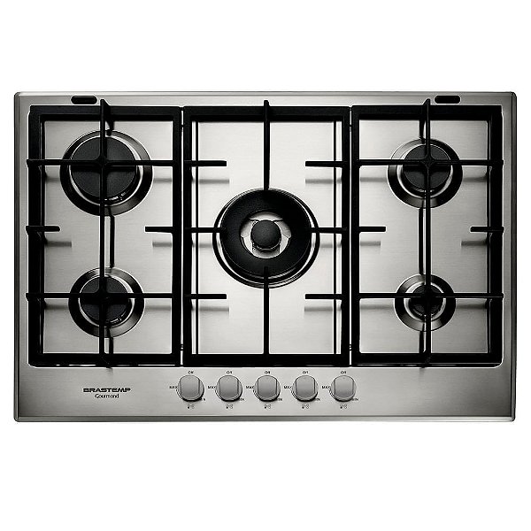 Cooktop 5 Bocas Brastemp Gourmand Inox com Duplachama e Trempe com Ferro Fundido - BDK75DR
