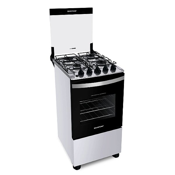 Fogão Brastemp 4 Bocas Branco com Duas Prateleiras com Alturas Ajustáveis - BFO4NBB