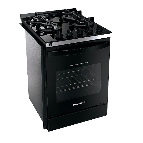 Fogão Brastemp 4 Bocas de Embutir Preto com Mesa de Vidro e Dupla Chama - BYO4XAE
