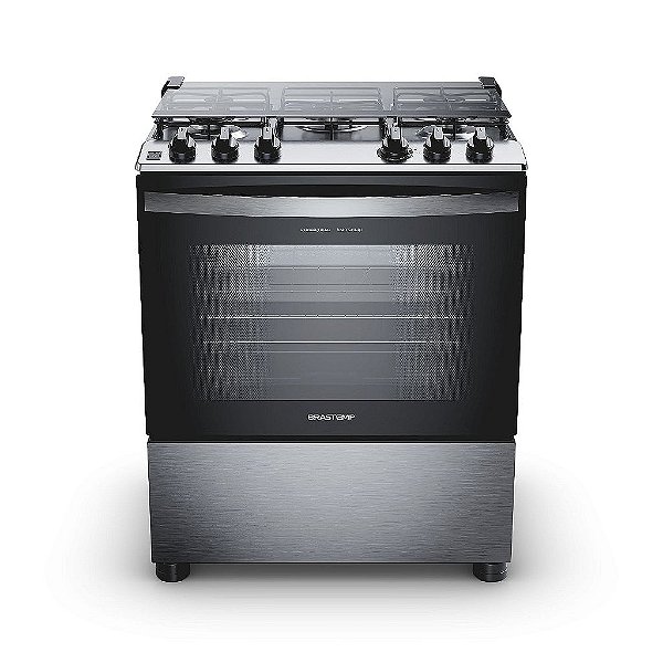 Fogão Brastemp 5 Bocas Cor Inox com Turbo Chama - BFS5GDR