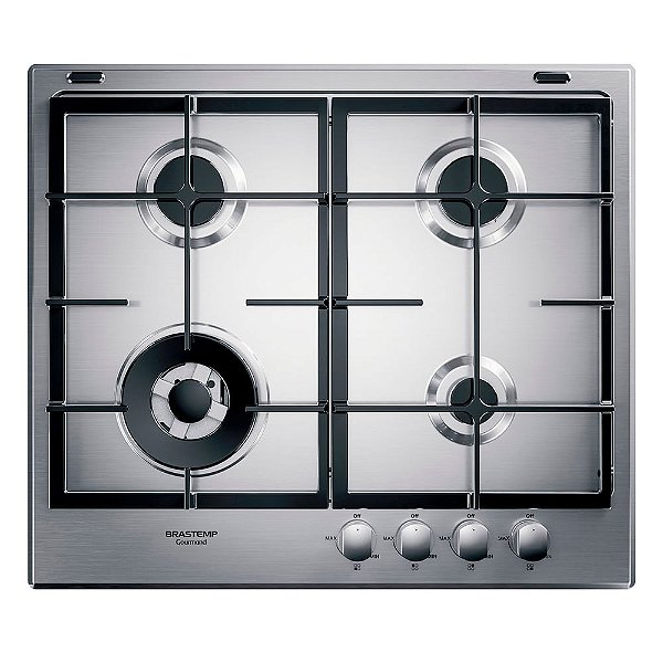 Cooktop 4 Bocas Brastemp Gourmand Inox com Duplachama e Trempe com Ferro Fundido - BDK60DR