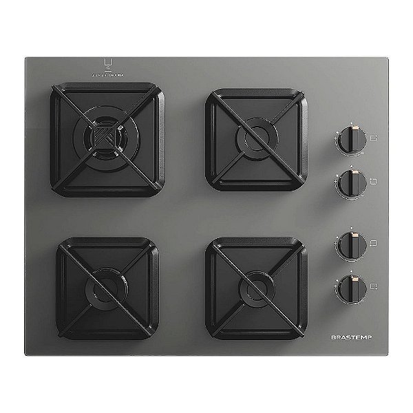 Cooktop 4 Bocas a Gás, Grades de Ferro Fundido e Chamas Especiais Cinza Brastemp - BDS62AS
