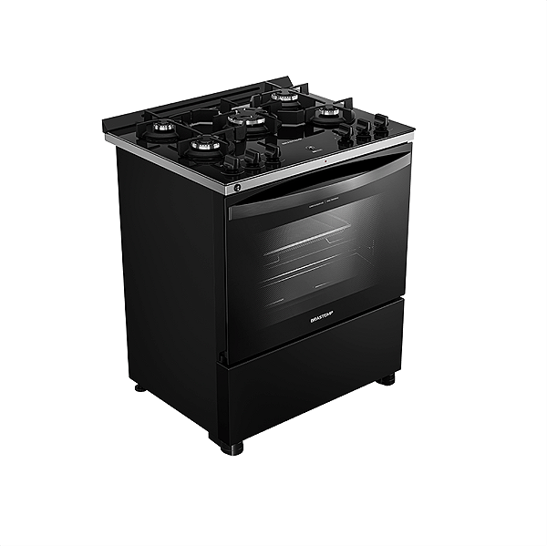 Fogão Brastemp 5 Bocas Preto Com Mesa de Vidro, Função Air Fryer e Turbo Chama - BFS5LAE