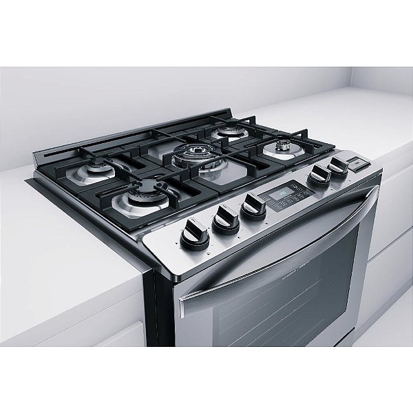 Fogão Brastemp 5 Bocas de Embutir Cor Inox Forno Elétrico com Convecção e Meat Control - BYS5CCR