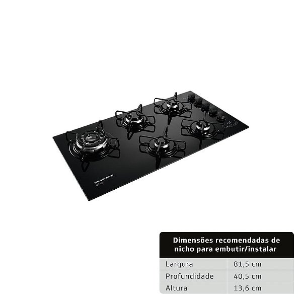 Cooktop 5 bocas Brastemp com quadrichama e timer touch - BDT85AE