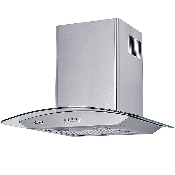 Coifa de Parede Consul 60cm Inox 4 Bocas com Design em Vidro e Aviso Lavar Filtro - CAP60AR