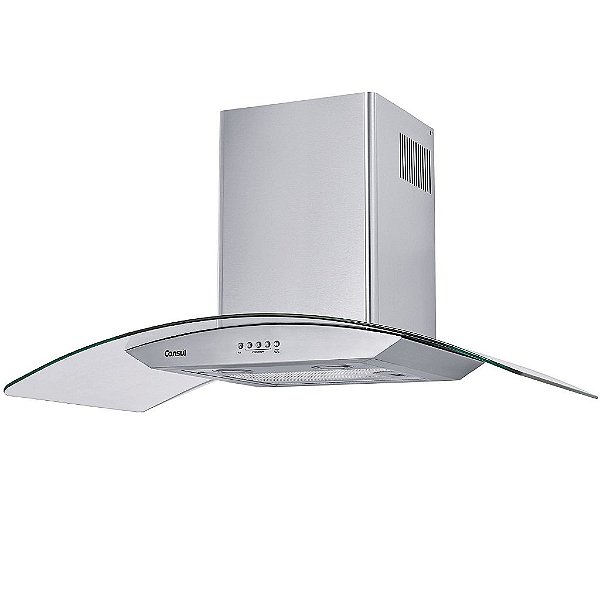 Coifa de Parede Consul 90cm Inox 5 e 6 Bocas com Design em Vidro e Aviso Lavar Filtro - CAP90AR