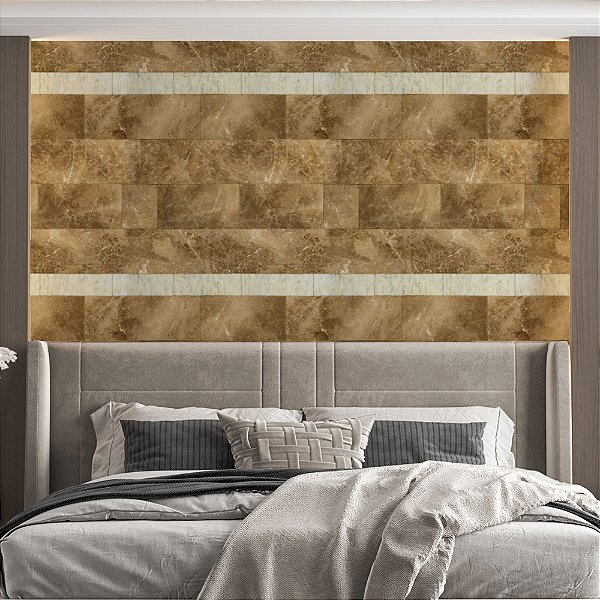 Papel de Parede Adesivo Vinil Autocolante Quarto Sala Mármore Marrom Dourado Natural