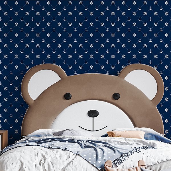 Papel de Parede Adesivo Vinil Âncora Marinheiro Azul Infantil Quarto Menino