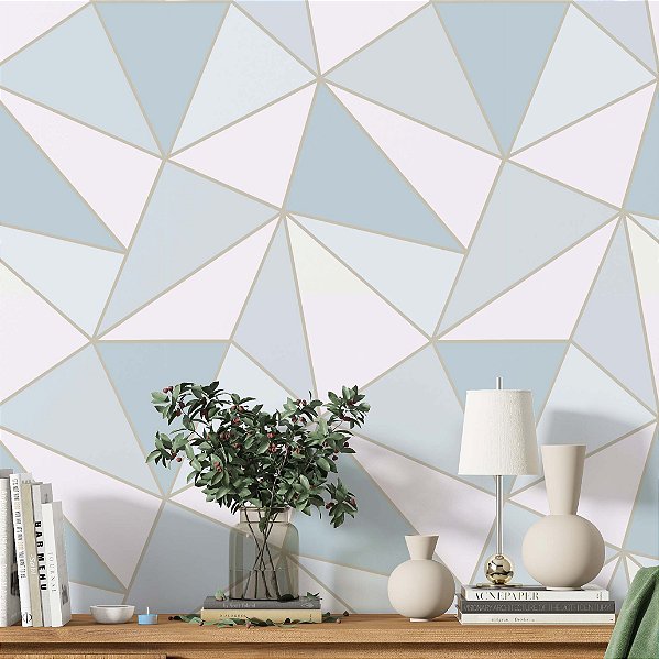 Papel de Parede Adesivo Vinil Zara Tons Azul e Rose Sala Quarto Cozinha